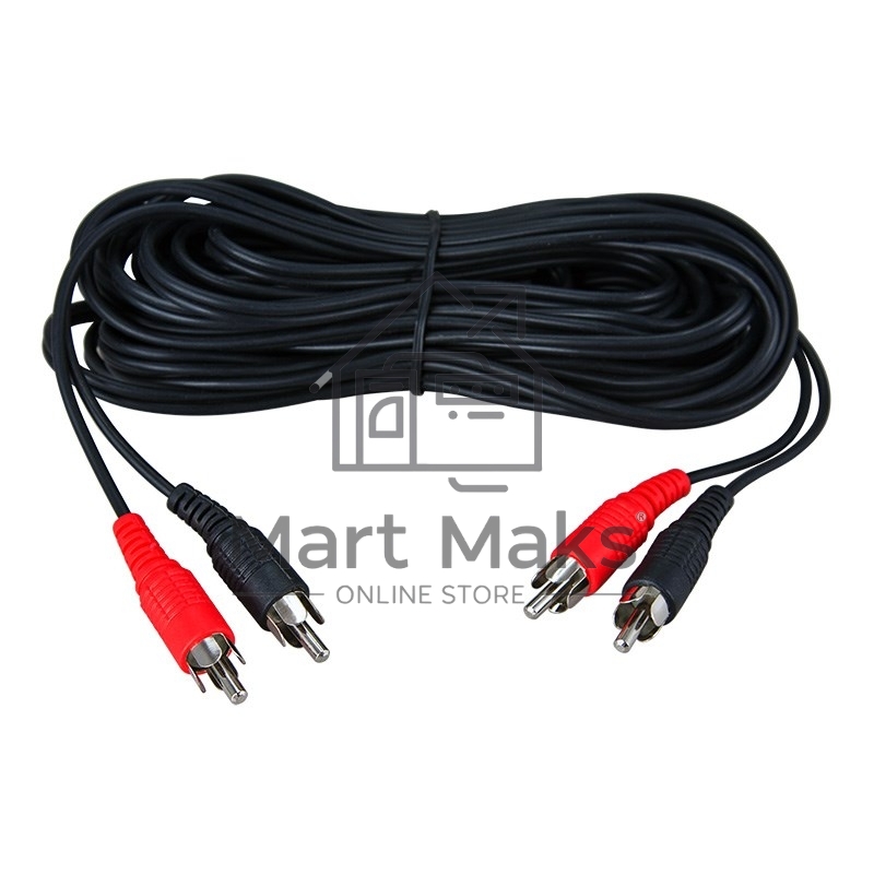 Шнур Rexant 2 RCA - 2 RCA, 3 м, черный (10 шт./уп.)