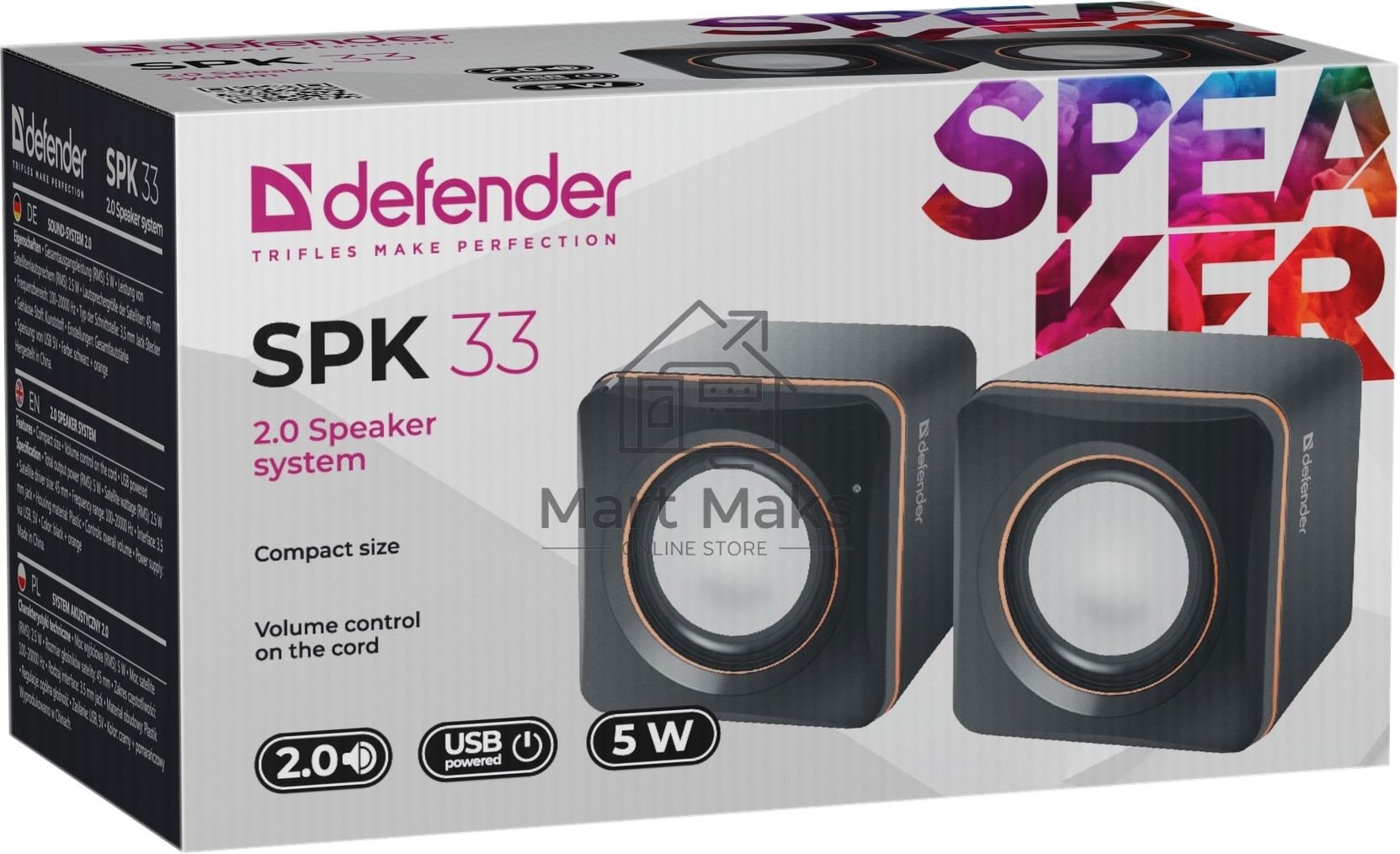 Колонки Defender SPK 33 (2.0,5 Вт, питание от USB)