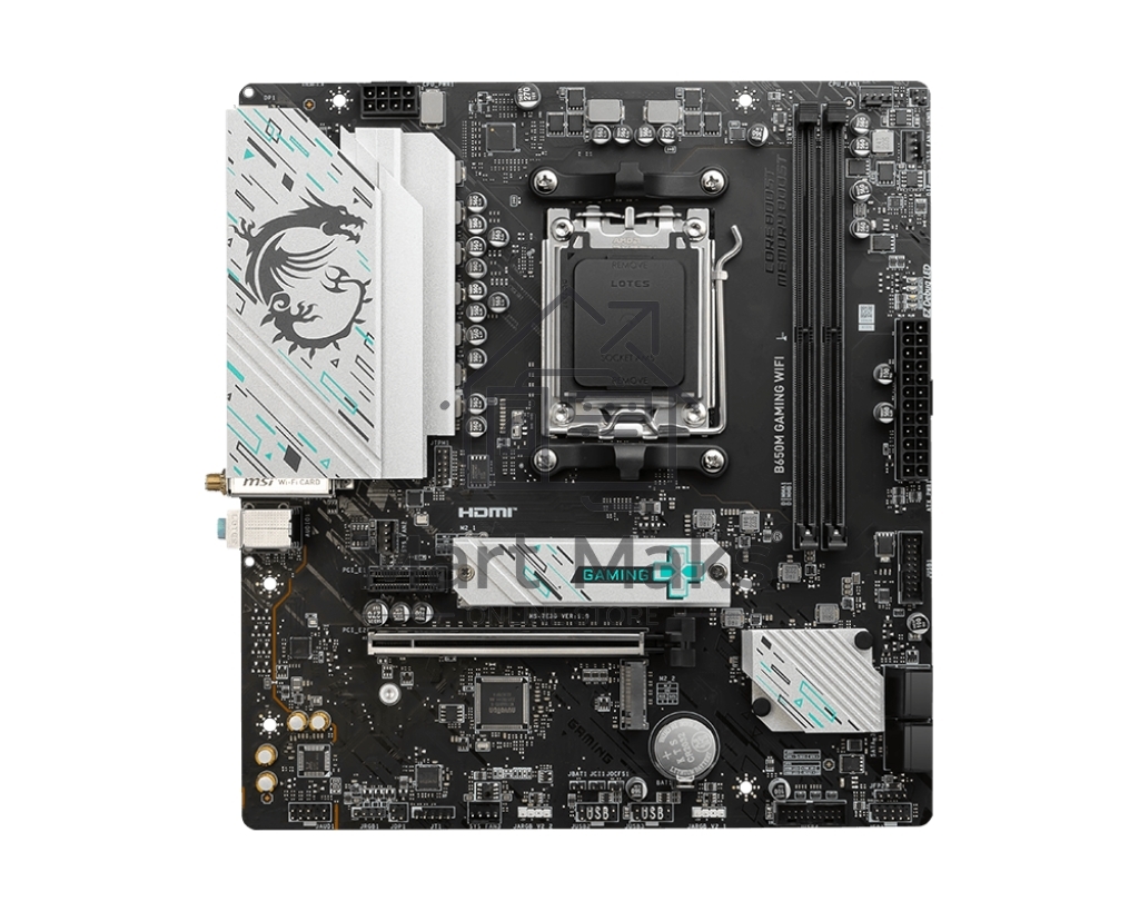 Материнская плата MSI B650M GAMING WIFI, AM5, AMD B650, 2xDDR5, 4xSATA, 2xM.2, 1xPCIe 4.0 x16, 1xPCIe 3.0 x1, 1xDP, 1xHDMI, 1x2.5Gb LAN, Wi-Fi 6E, Bluetooth 5.3, 1xUSB-C 5Gbps, 3xUSB-A 5Gbps, 2xUSB-A 2.0, 1xS/PDIF, 5x3.5 мм, 7.1, mATX
