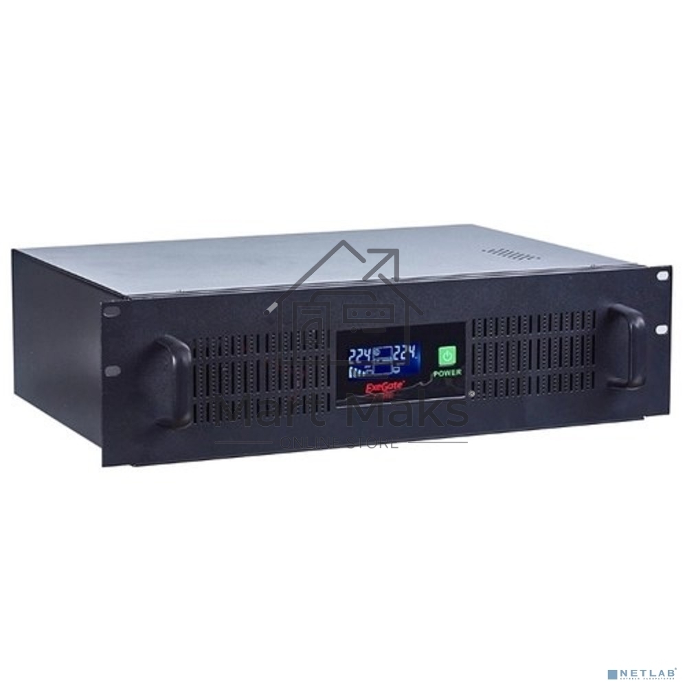 Источник бесперебойного питания ExeGate EP270874RUS Power RM Smart UNL-1500 LCD<1500VA, Black, 3U, 3 евророзетки, USB>