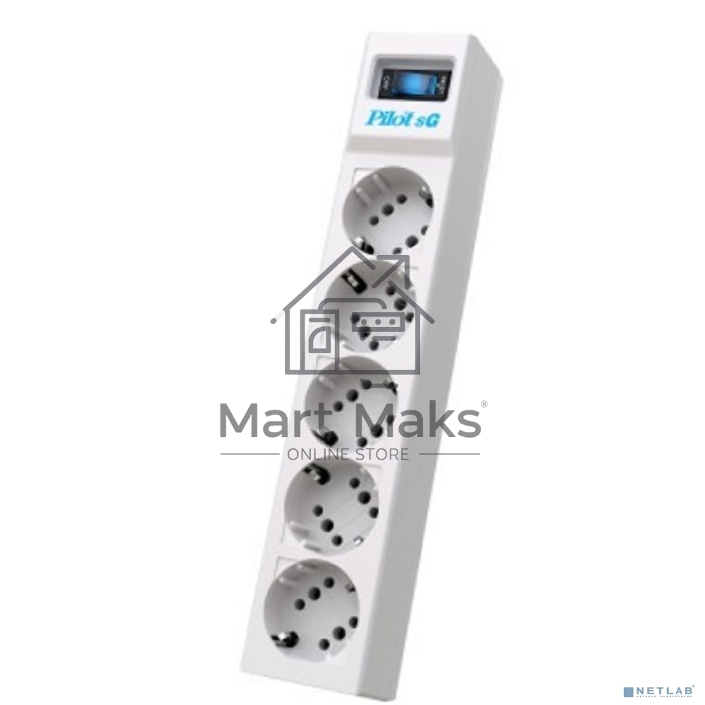 Сетевой фильтр ZIS PILOT Surge protector Pilot SG5 5 outlets (GP), 10A / 2.2kVt, automatic circuit-breaker, 5 m