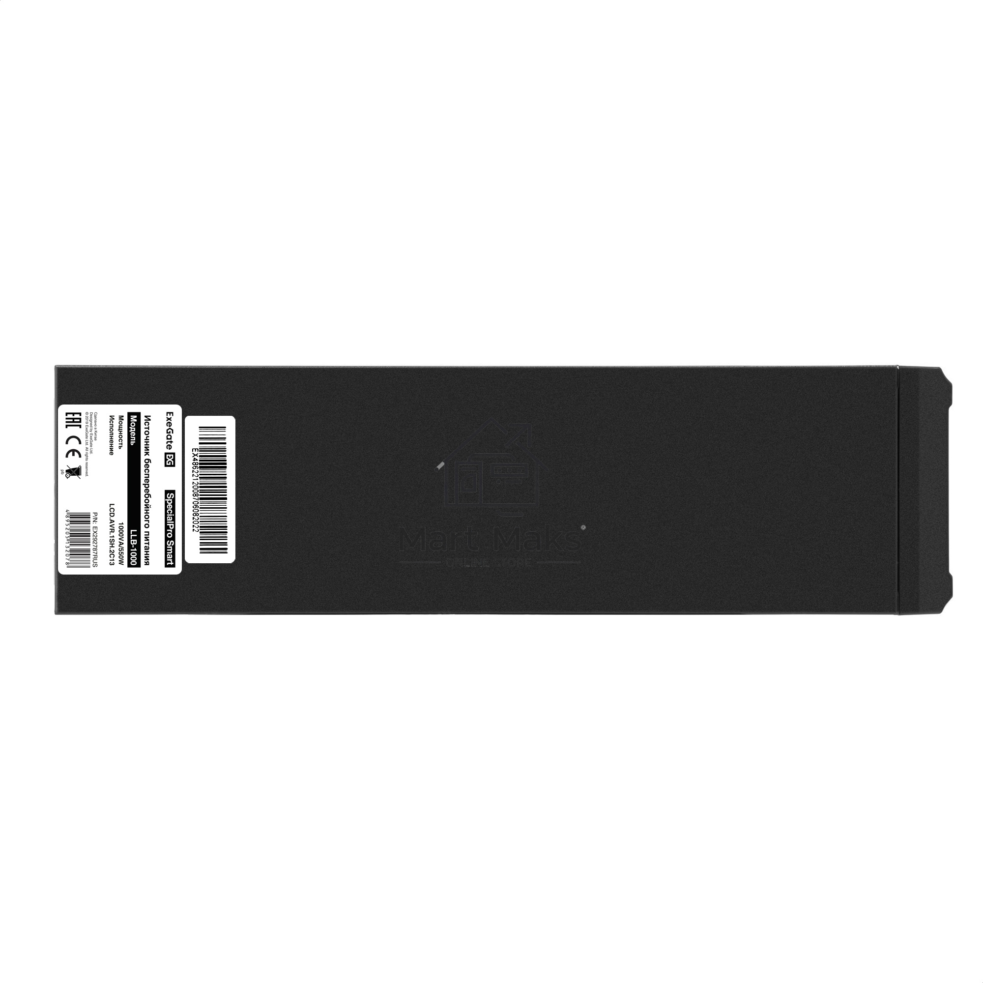 Источник бесперебойного питания ExeGate SpecialPro Smart LLB-1000.LCD.AVR.1SH.2C13 <1000VA/550W, LCD, AVR, 1*Schuko+2*C13, металлический корпус, Black>