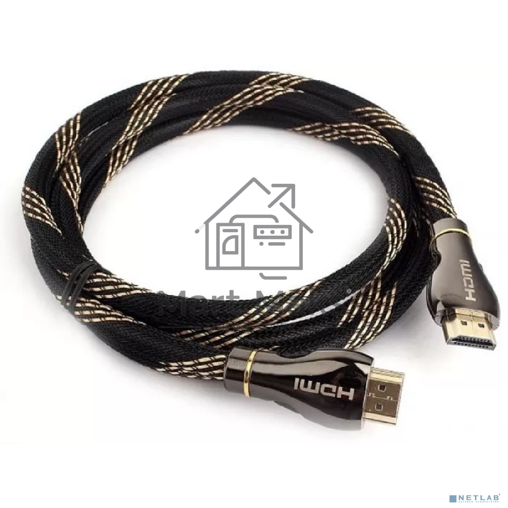 Кабель Cablexpert HDMI CCP-HDMI8К-1.5M, 19M/19M, v2.1, 8К, медь, позол.разъемы, экран, оплетка, 1.5м, черный, пакет
