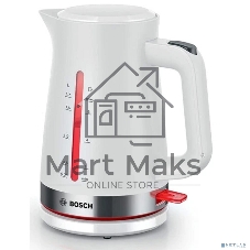 Электрочайник Bosch TWK4M221 белый, 1.7 л, 2400 Вт, скрытый нагревательный элемент