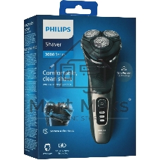 Бритва электрическая роторная Philips S3242/12 питан.:аккум. черный/серебристый
