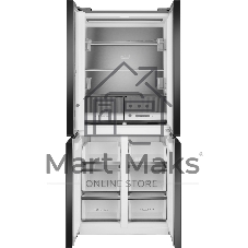 Холодильник Weissgauff WCD 450 Bru Steel Glass NoFrost Inverter матовая сталь трехкамерный 287/163л морозилка снизу, No Frost, Side by Side