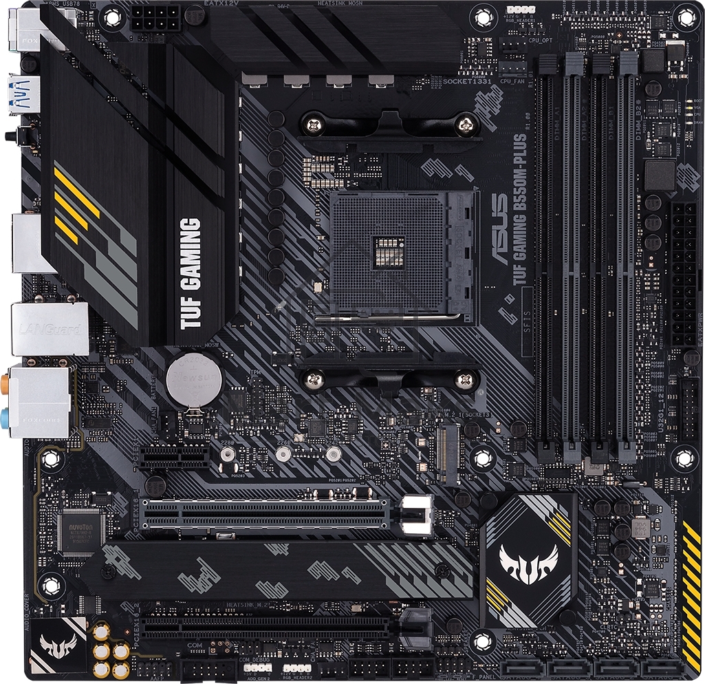 Материнская плата ASUS TUF GAMING B550M-PLUS, AM4, AMD B550, 4xDDR4, 4xSATA, 2xM.2, 1xPCIe 4.0 x16, 1xPCIe 3.0 x16, 1xPCIe x1, 1xHDMI, 1xDP, 1x 2.5Gb LAN, 4xUSB-A 3.2 Gen 1, 1xUSB-A 3.2 Gen 2, 2xUSB-A 2.0, 1xUSB-C 3.2 Gen 2, 5x3.5 мм, 7.1, mATX