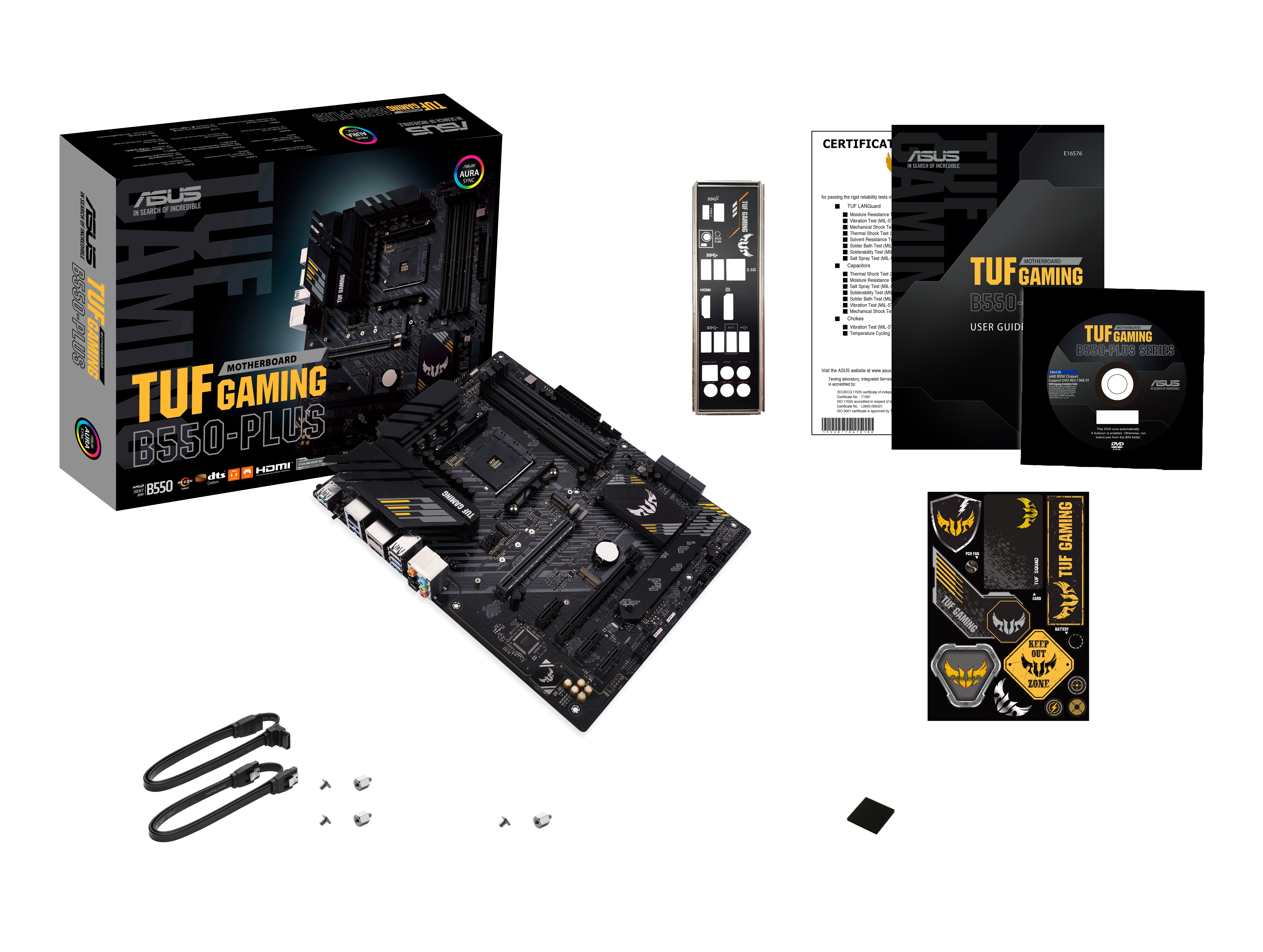 Материнская плата ASUS TUF GAMING B550-PLUS, AM4, AMD B550, 4xDDR4, 6xSATA, 2xM.2, 1xPCIe 4.0 x16, 1xPCIe 3.0 x16, 3xPCIe x1, 1xHDMI, 1xDP, 1x 2.5Gb LAN, 4xUSB-A 3.2 Gen 1, 1xUSB-A 3.2 Gen 2, 2xUSB-A 2.0, 1xUSB-C 3.2 Gen 2, 5x3.5 мм, 7.1, ATX