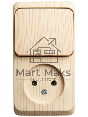 Блок ОП Этюд (1-м розетка без заземления + 1-кл. выкл.) сосна SchE BPA16-204D