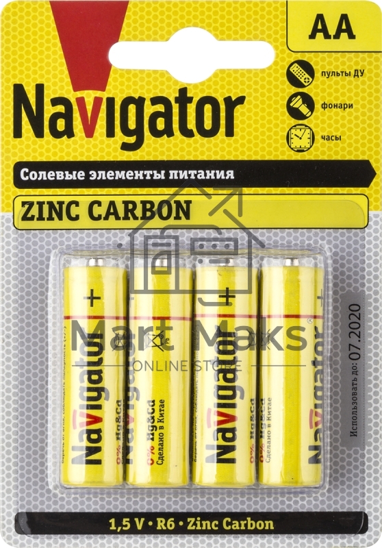 Элемент питания солевой NAVIGATOR 94 758 NBT-NS-R6-BP4 (блист.4шт) 94758
