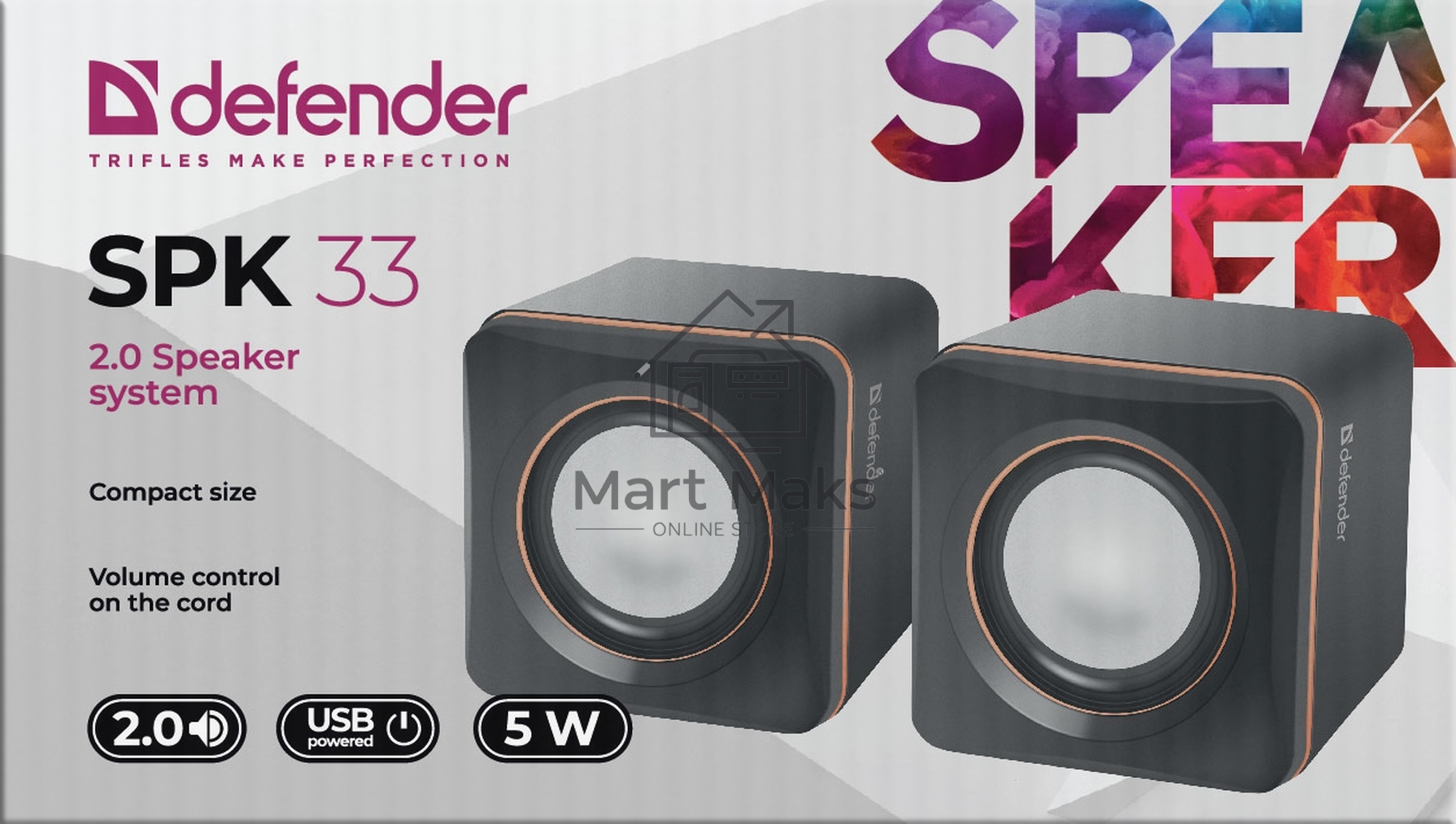 Колонки Defender SPK 33 (2.0,5 Вт, питание от USB)