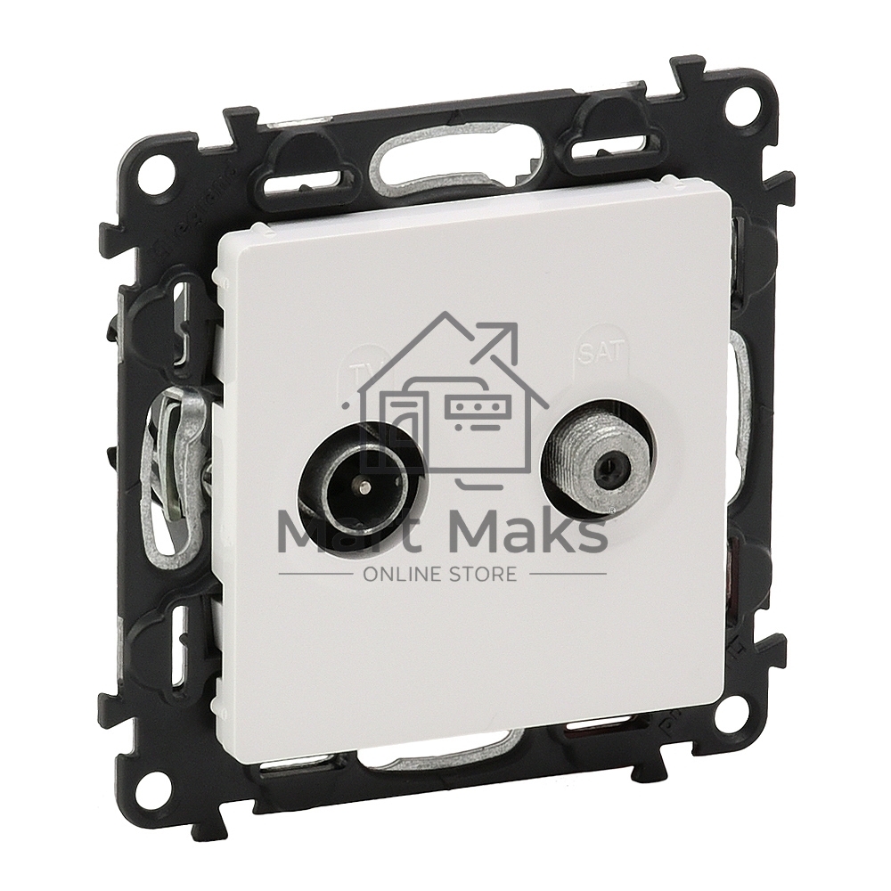 Розетка TV-SAT двухкабельная.С лицевой панелью.Белая