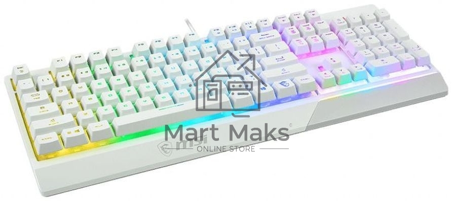 Клавиатура MSI Vigor GK30 белый USB Multimedia for gamer LED (подставка для запястий)