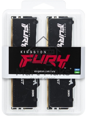 Оперативная память Kingston Fury Beast, DDR5, 64Gb (2x32Gb), 5200MHz, CL40, DIMM, с радиатором, RGB, черный
