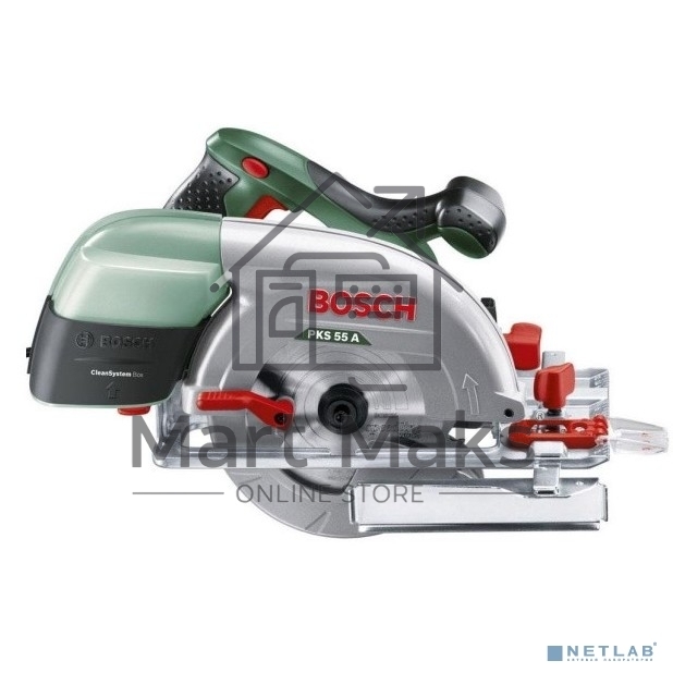 Дисковая пила Bosch PKS 55 А, 1200 Вт зеленый/черный