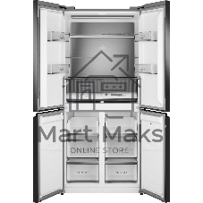 Холодильник Weissgauff WCD 450 Bru Steel Glass NoFrost Inverter матовая сталь трехкамерный 287/163л морозилка снизу, No Frost, Side by Side