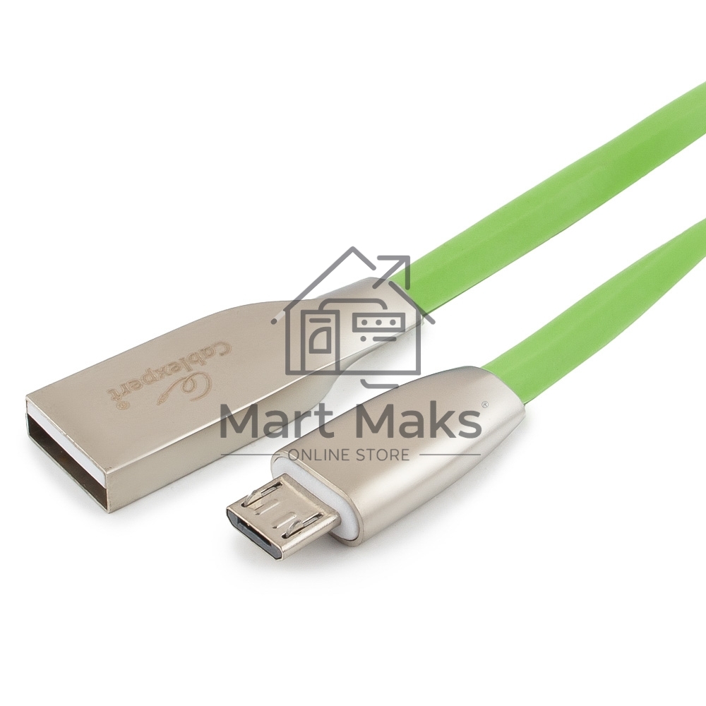 Кабель USB 2.0 Cablexpert CC-G-mUSB01Gn-1M, AM/microB, серия Gold, длина 1м, зеленый, блистер
