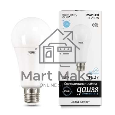 Светодиодная лампа GAUSS 73235 LED Elementary A67 25W E27 2150lm 6500K 1/10/50 0