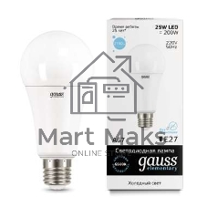 Лампа светодиодная Gauss LED Elementary A67 25W E27 2150lm 6500K 1/10/50 0