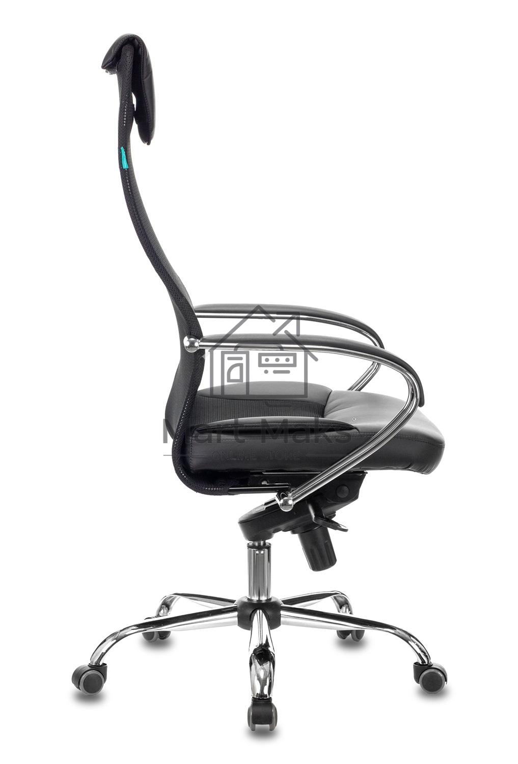 Кресло руководителя Бюрократ CH-609SL/BLACK TW-01 TW-11 черный, спинка сетка, искусст.кожа/ткань, крестовина хром