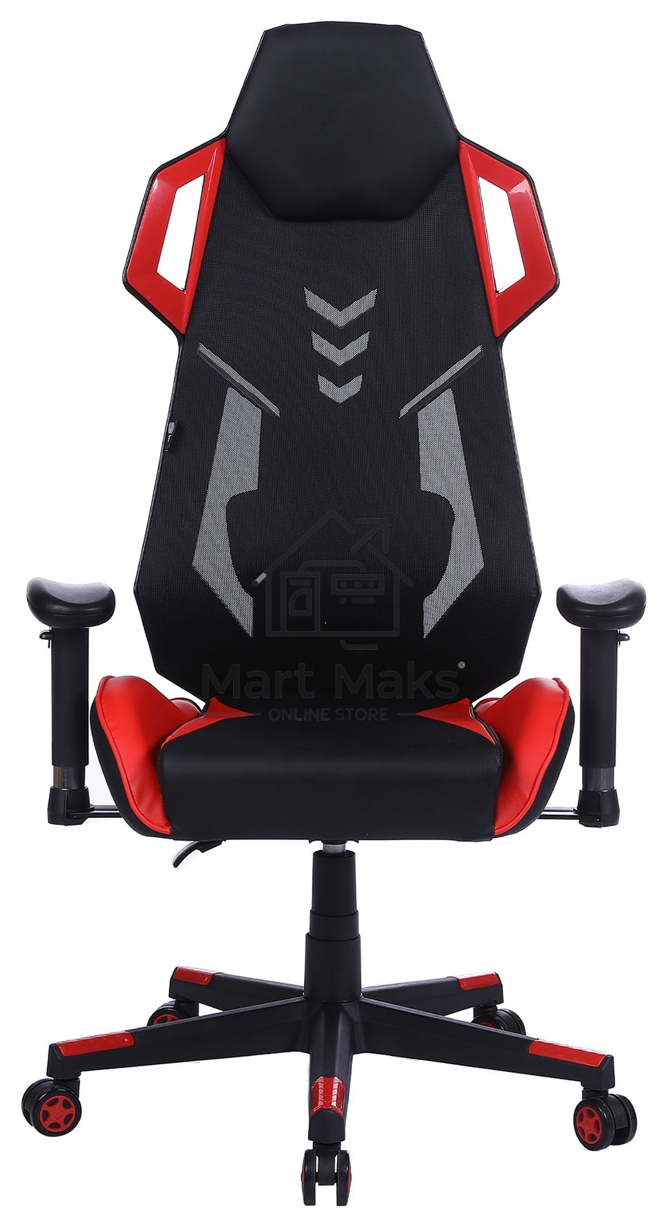 Кресло игровое Cactus CS-CHR-090BLR черный/красный, сиденье черный/красный, эко.кожа/сетка, крестовина пластик, пластик черный