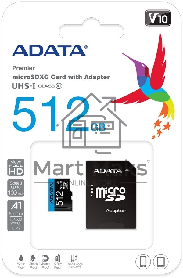 Карта памяти MICRO SDXC 512GB AUSDX512GUICL10A1-RA1 ADATA
