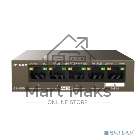 Гигабитный коммутатор IP-COM G1105PD-5-портовый PD с 4 портами PoE
