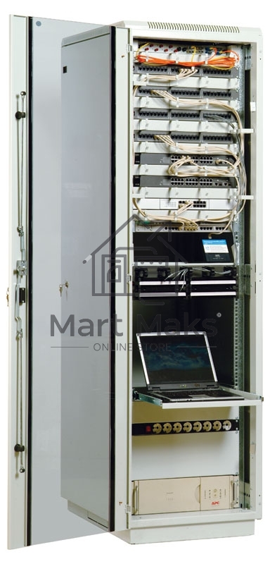 Шкаф телеком. напольный 42U (600x600) дверь стекло (ШТК-М-42.6.6-1ААА) (3 коробки)