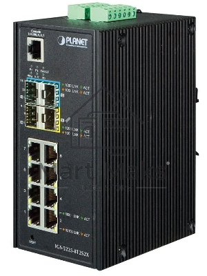 Индустриальный PoE коммутатор IGS-5225-8P4S для монтажа в DIN-рейку IP30 Industrial L2+/L4 8-Port 1000T 802.3at PoE+ 4-port 100/1000X SFP Full Managed Switch (-40 to 75 C, dual redundant power input on 48~56VDC terminal block, DIDO, ERPS Ring Supported, 1