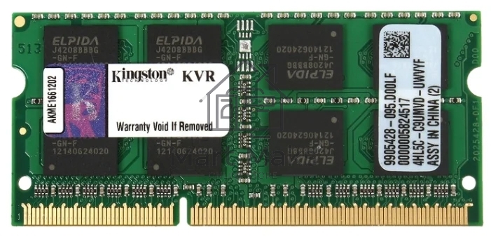 Оперативная память Kingston ValueRAM, DDR3L, 8GB (1x8GB), 1600MHz, CL11, SO-DIMM