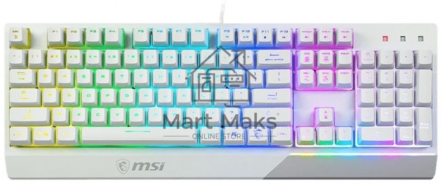 Клавиатура MSI Vigor GK30 белый USB Multimedia for gamer LED (подставка для запястий)