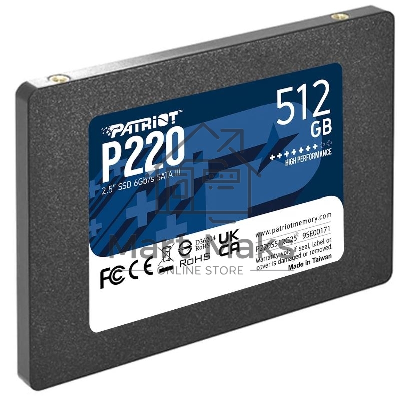 Накопитель SSD Patriot P220, 512GB, SATA III, 2.5