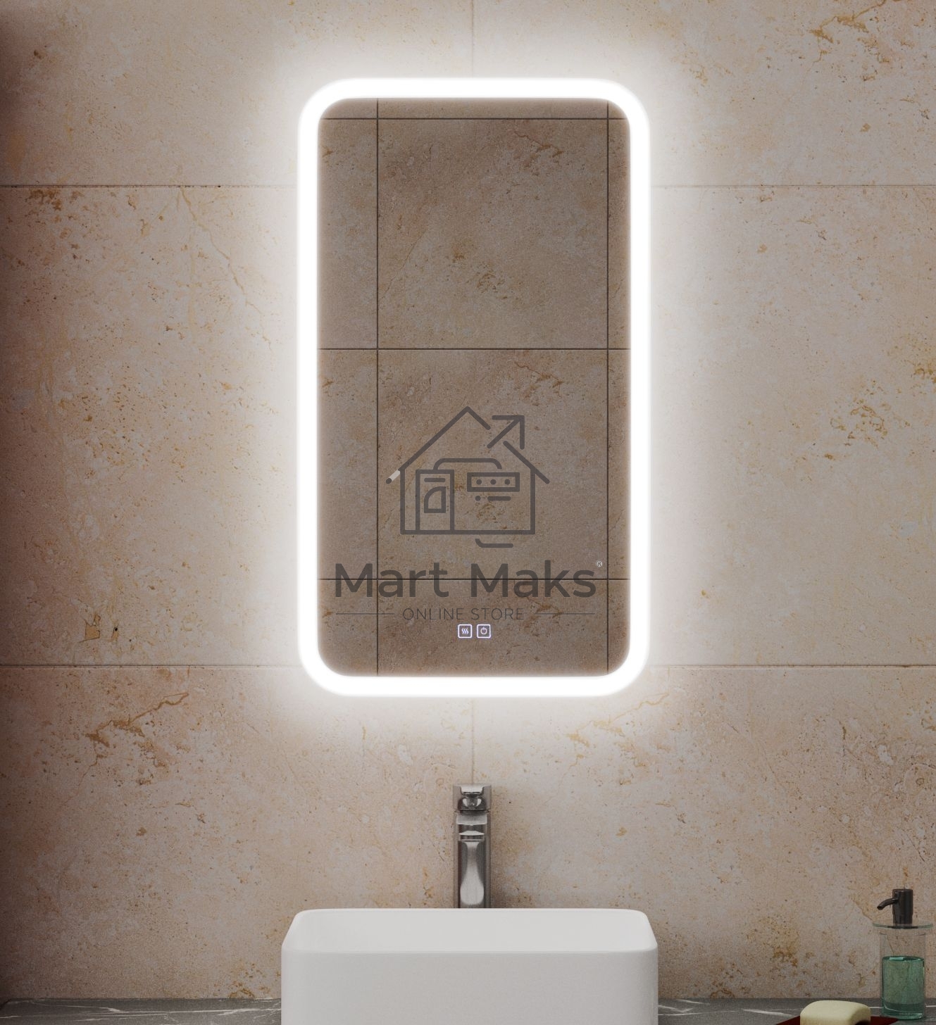 Зеркало Bau Stil 40х70, LeD подсветка, сенсор, антипар, пластиковый защитный корпус
