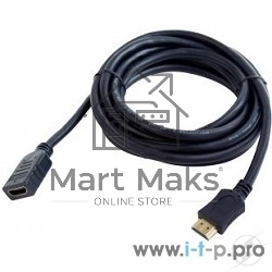 Кабель-удлинитель HDMI Cablexpert CC-HDMI4X-6, 19M/19F, v2.0, позол.разъемы, экран, 1.8м, черный, пакет