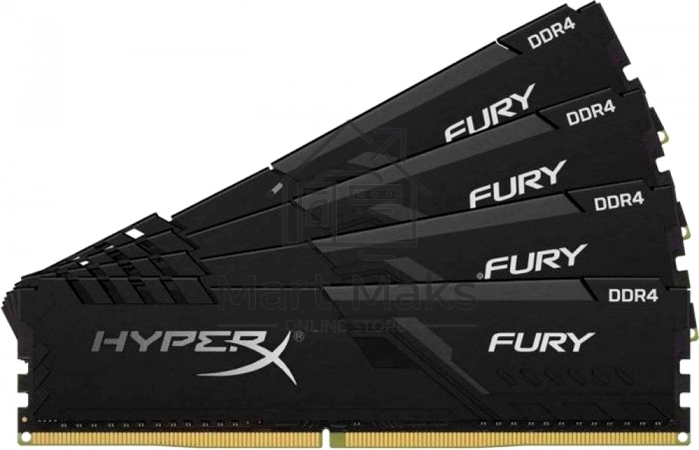 Оперативная память Kingston HyperX Fury, DDR4, 16GB (4x4GB), 3200MHz, CL16, DIMM, с радиатором