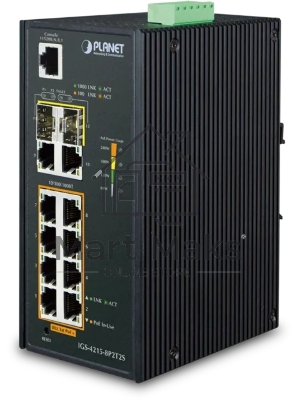 Индустриальный PoE коммутатор IGS-4215-8P2T2S для монтажа в DIN-рейку IP30 Industrial L2/L4 8-Port 10/100/1000T 802.3at PoE + 2-Port 10/100/100T + 2-Port 100/1000X SFP Managed Switch (-40~75 degrees C), dual redundant power input on 48~56VDC terminal bloc