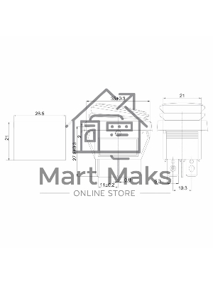 Выключатель клавишный Rexant 250V 15А (4с) ON-OFF зеленый с подсветкой ВЛАГОЗАЩИТА