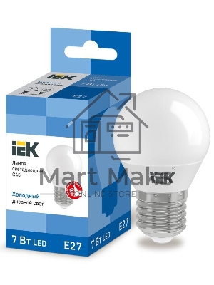 Лампа светодиодная ECO G45 7Вт шар 230В 6500К E27 ИЭК LLE-G45-7-230-65-E27