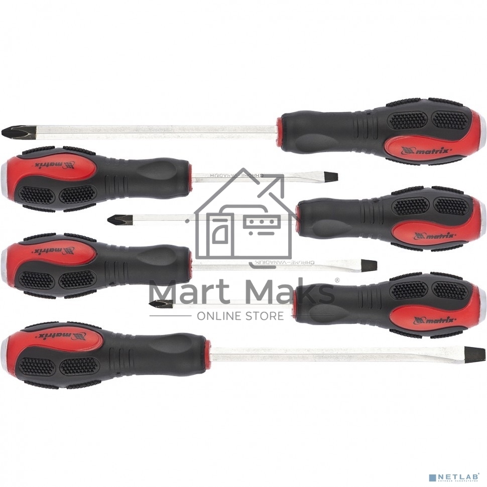 Набор отверток MATRIX 19120 ударных 6шт. ph1x75 ph2x100 ph3x150 sl5x75 sl6x100 sl8x150 crv