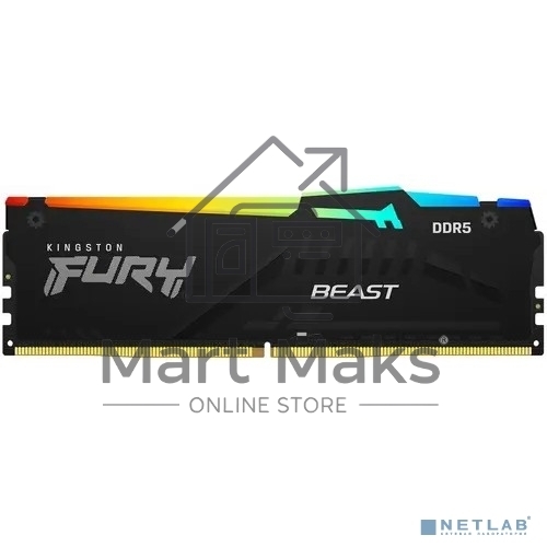 Оперативная память Kingston Fury Beast, DDR5, 16GB (1x16GB), 5600MHz, CL40, DIMM, с радиаторами, RGB, черный