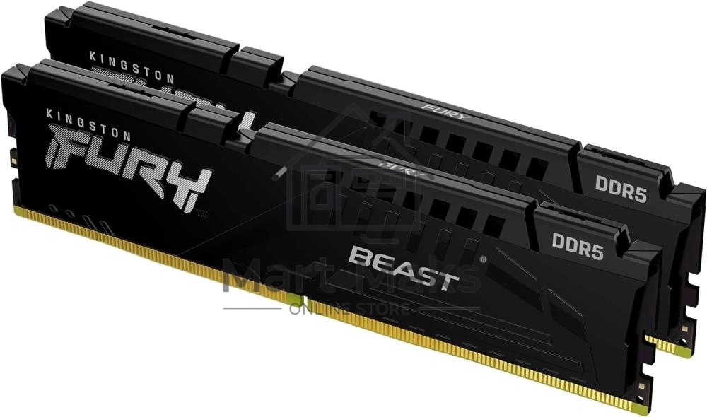 Оперативная память Kingston Fury Beast, DDR5, 32GB (2x16GB), 6000MHz, CL36, DIMM, с радиатором, черный