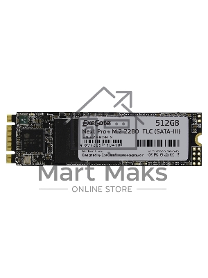 Накопитель SSD ExeGate NextPro+ UV500TS512, 512Gb, M.2 2280, SATA III, R/W 568/500