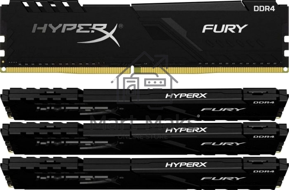 Оперативная память Kingston HyperX Fury, DDR4, 16GB (4x4GB), 3200MHz, CL16, DIMM, с радиатором
