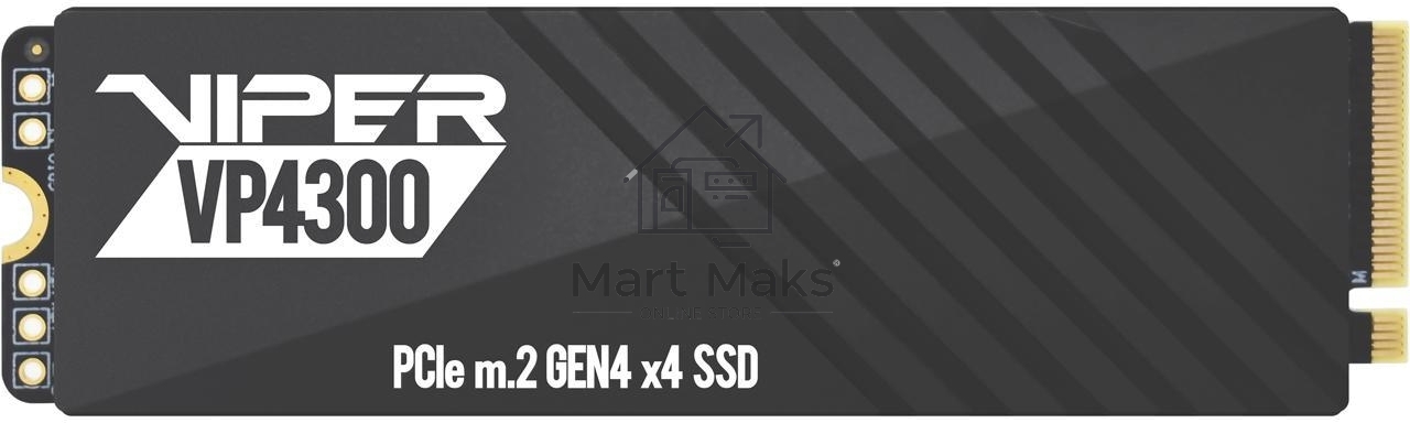 Накопитель SSD Patriot Viper VP4300, 1Tb, PCIe 4.0 x4, M.2 2280, NVMe, R/W 7400/5500, с радиатором