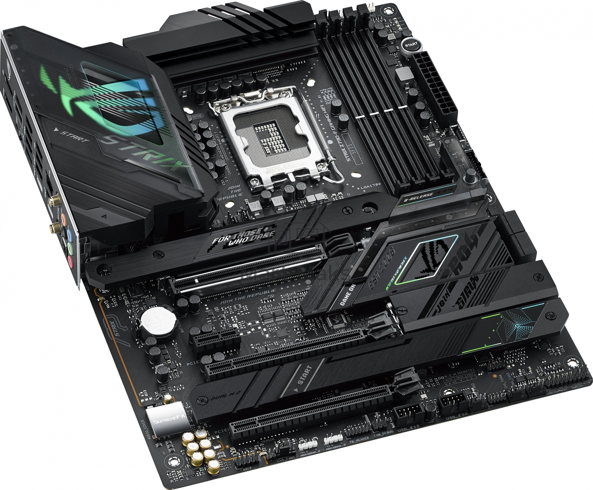 Материнская плата ASUS ROG STRIX Z790-F GAMING WIFI, LGA 1700, Intel Z790, 4xDDR5, 4xSATA, 4xM.2, 1xPCIe 5.0 x16, 2xPCIe 4.0 x4, 1xHDMI, 1xDP, 1x 2.5Gb LAN, 2xUSB-A 3.2 Gen 2, 4xUSB-A 3.2 Gen 1, 4xUSB-A 2.0, 5x3.5 мм, 7.1, Standard-ATX