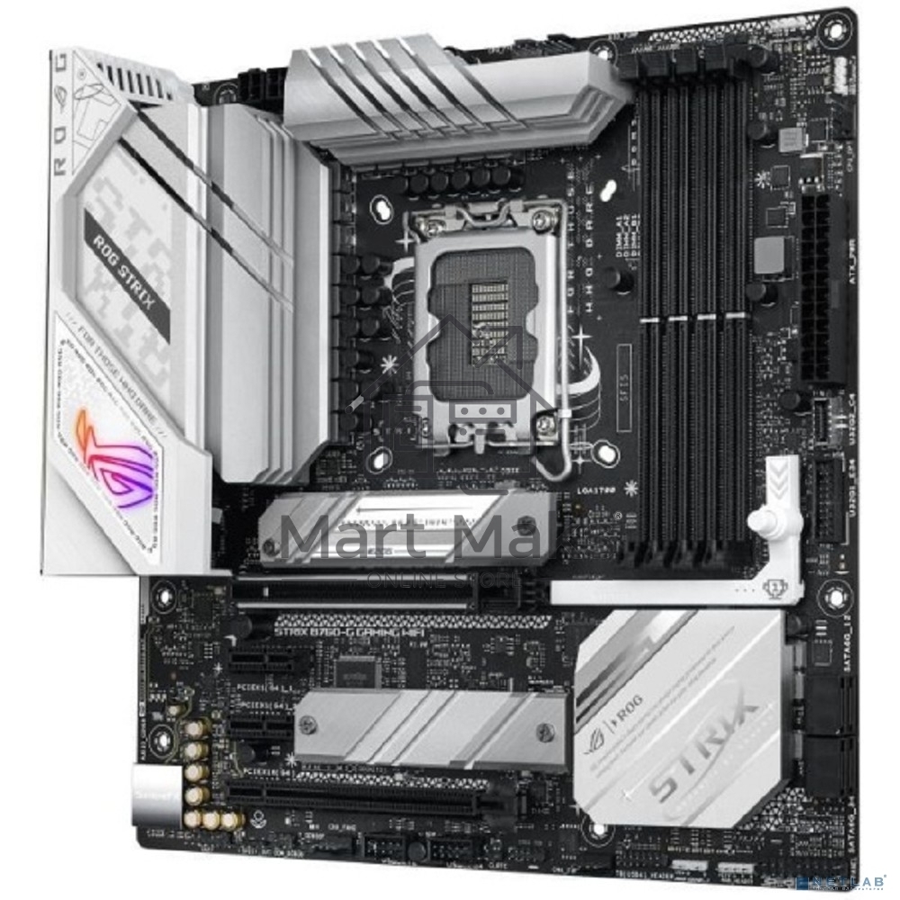 Материнская плата ASUS ROG STRIX B760-G GAMING WIFI, LGA 1700, Intel B760, 4xDDR5, 4xSATA, 2xM.2, 1xPCIe 5.0 x16, 1xPCIe 4.0 x4, 1xHDMI, 1xDP, 1x 2.5Gb LAN, 1xUSB-A 3.2 Gen 2, 2xUSB-A 3.2 Gen 1, 4xUSB-A 2.0, 1xUSB-C 3.2 Gen 1, 1xUSB-C 3.2 Gen 2x2, 5x3.5 м