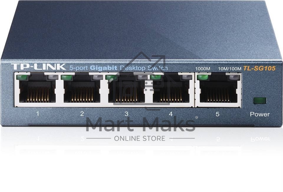 Коммутатор TP-Link SOHO TL-SG105 5-port Desktop Gigabit Switch, 5 10/100/1000M RJ45 ports, metal case