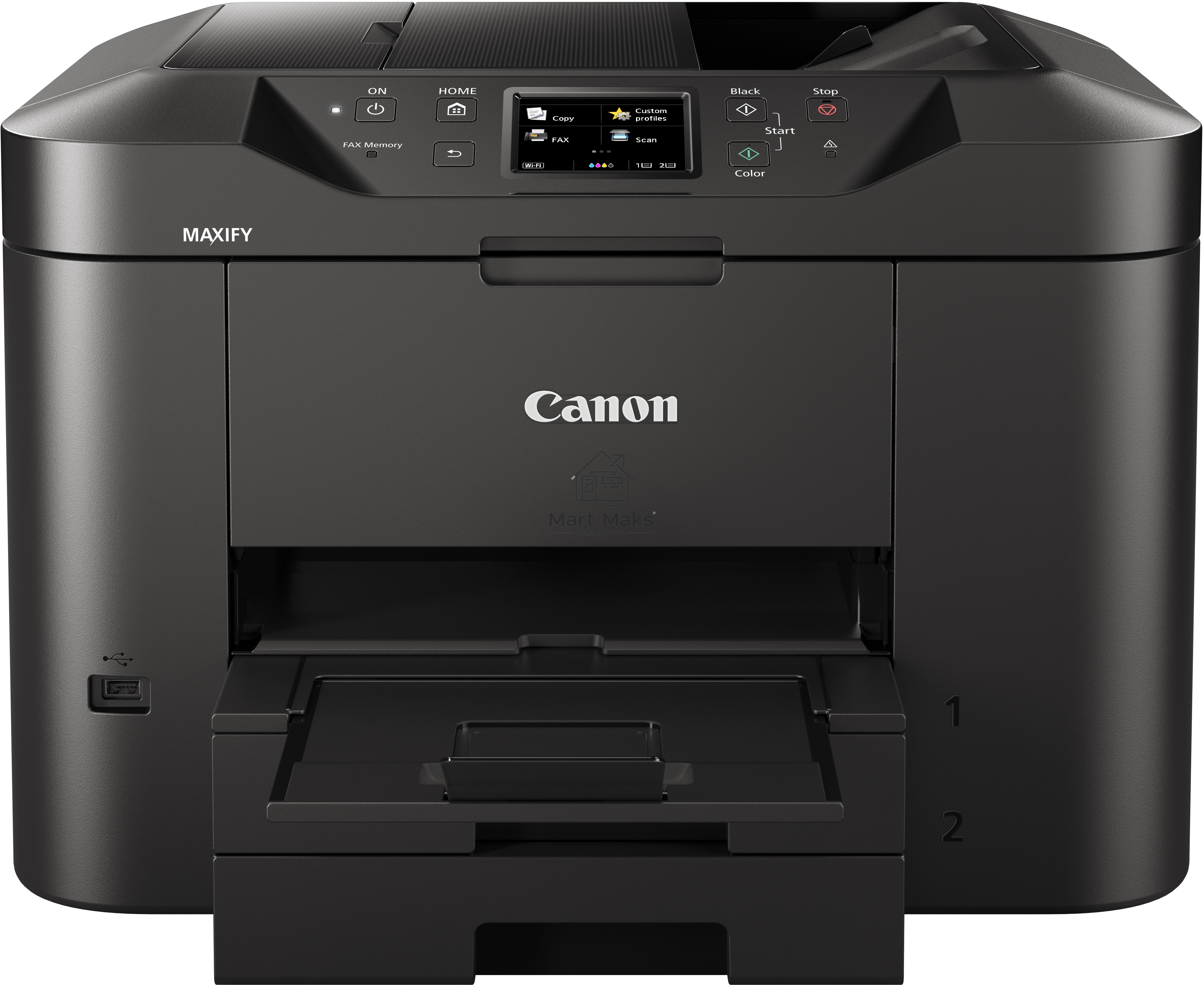 МФУ струйный Canon MAXIFY MB2740, A4, цветной, печ. до 24 стр/мин. (ч/б) 15.5 стр/мин. (цвет), скан. до 18.5 стр/мин (ч/б) 15.5 стр/мин (цет), 600 x 1200 dpi (печать), 1200x1200dpi (скан.), USB, RJ-45, Wi-Fi