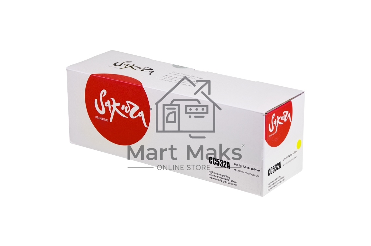Картридж лазерный Sakura CC532A для HP Color LaserJet CM2320fxiMFP/CM2320nMFP/CM2320nfMFP/CP2025/CP2025n/CP2025dn/CP2025x, желтый, 2800 к