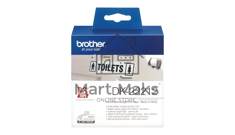 Пленочная клеящаяся лента Brother DK22212 62 мм x 15.24 м, черный шрифт, белый фон